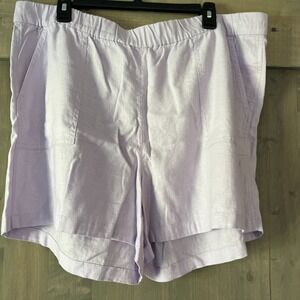 J. Crew Linen Blend Pull On Shorts Lavender Lightweight Women's XL Vacation